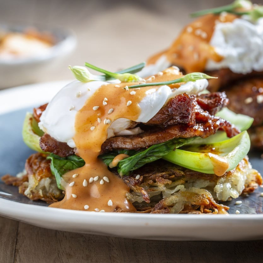 Korean Eggs Benedict w/ Crispy Potato Cakes - Potatoes USA - Philippines