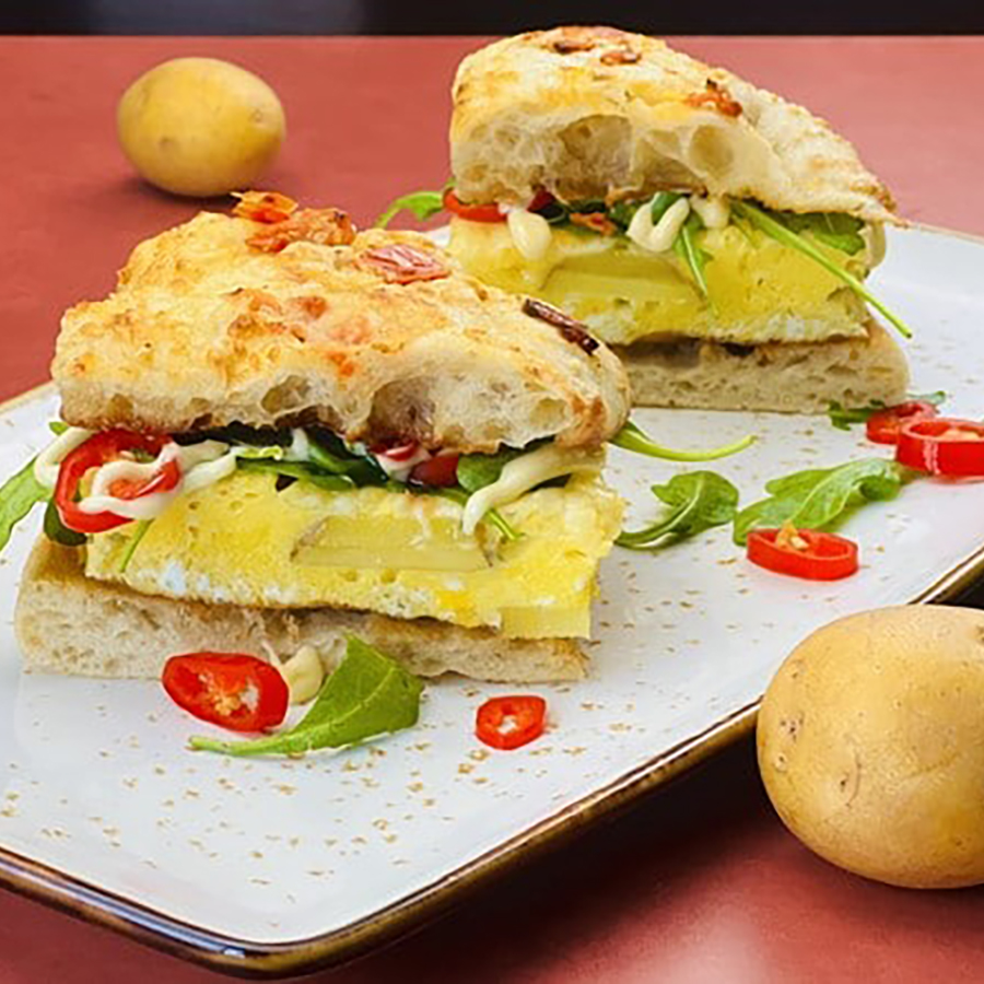 Potato Frittata Sandwich with Lemon Aioli, Arugula, and Pickled Chilies - Potatoes USA - Philippines