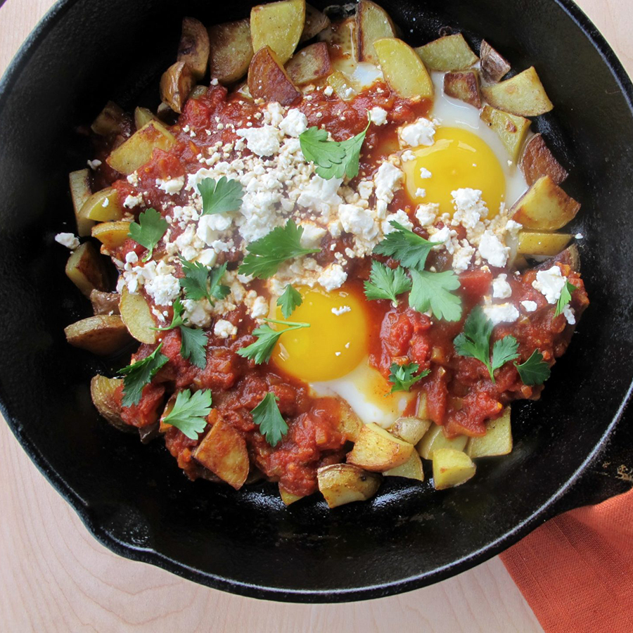 Skillet Potatoes with Eggs and Middle Eastern-Spiced Tomato Sauce - Potatoes USA - Philippines
